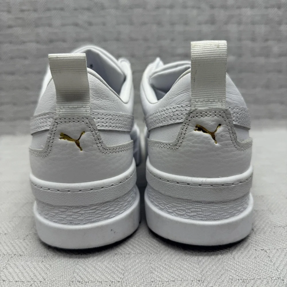 PUMA Luxe Mayze Shoes Womens Size 9.5 White Leather Platform‎ Sneakers 384209-01